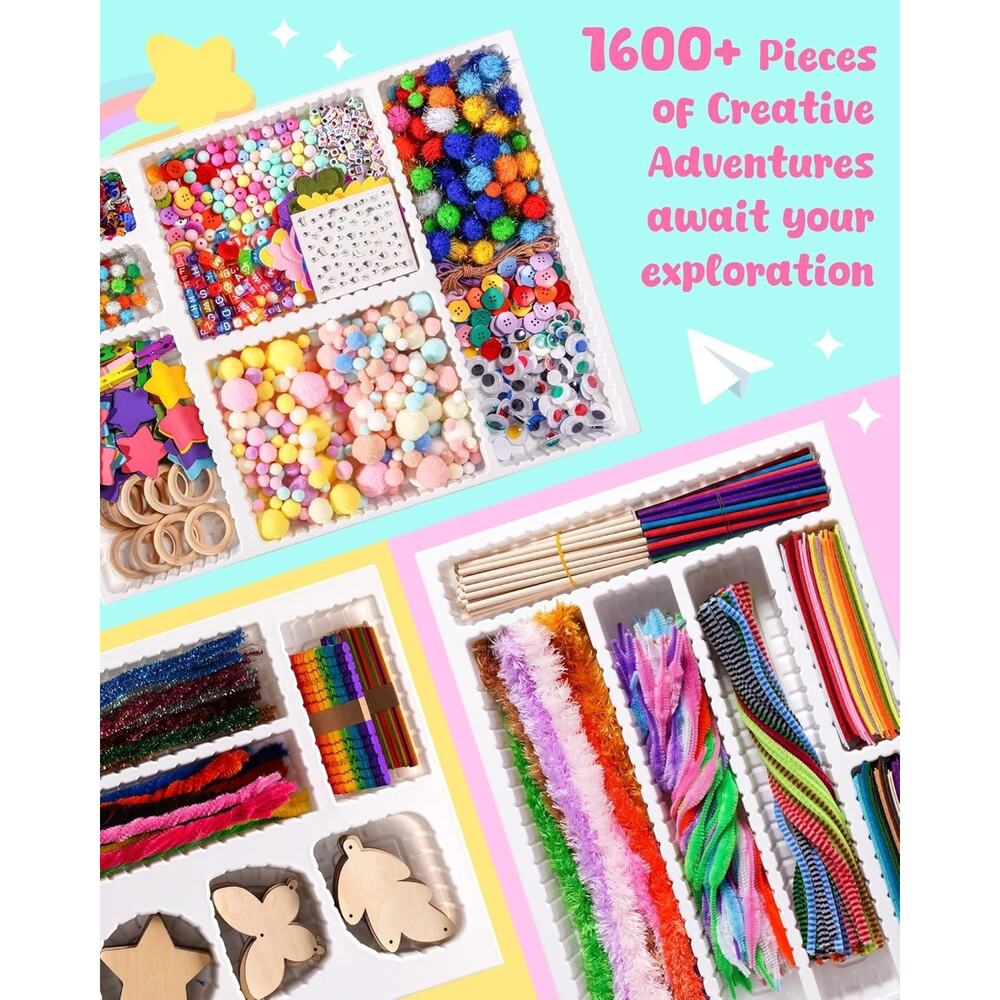 Wowood Arts and Crafts Kit for Kids - Over 1600 Pieces of DIY Craft Supplies! - Picture 3 of 5